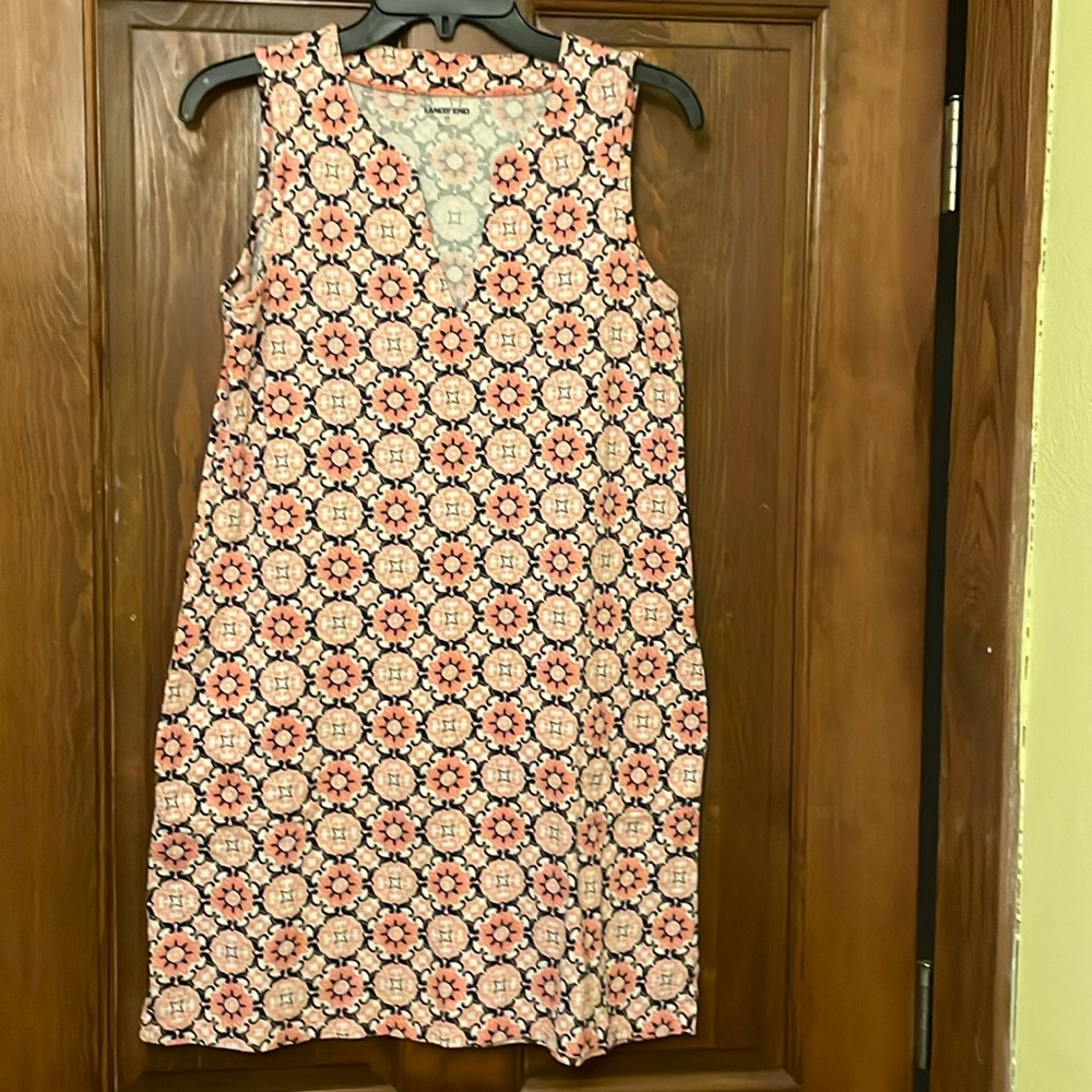 Blue and pink designed tank dress